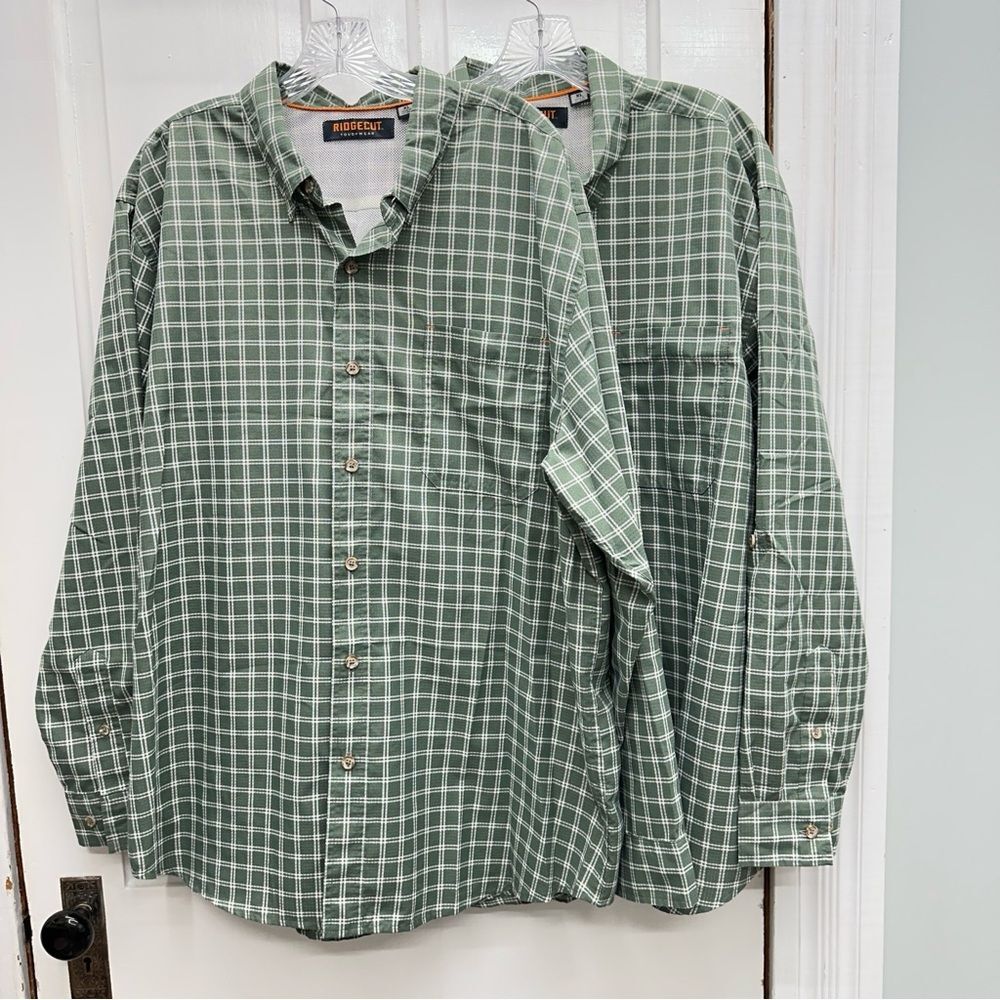2 Ridgecut toughwear long sleeve button down breathable‎ fishing shirts men's xl
